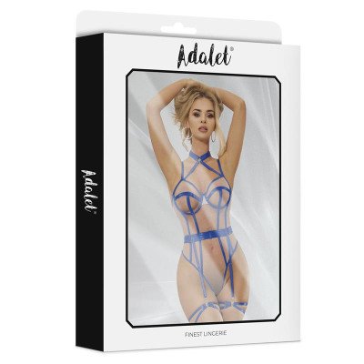 Killye Mesh Teddy with Strasps and Leg Rings Blue