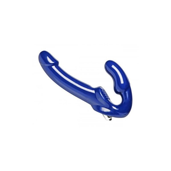 Cinturino vibrante senza spalline Revolver II su dildo blu