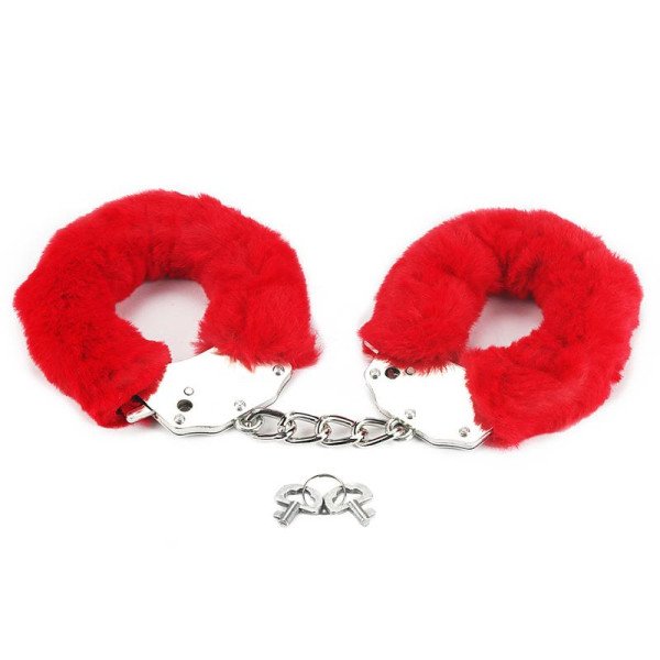 Manette pelose in metallo rosse