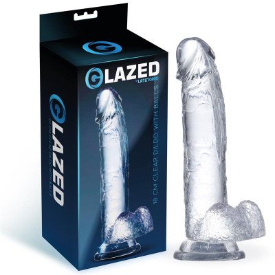 Dildo Realista con Testiculos Material Cristalino 18 cm