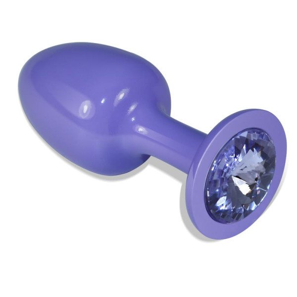 Plug anale in metallo con bocchino rosa viola con gomma blu