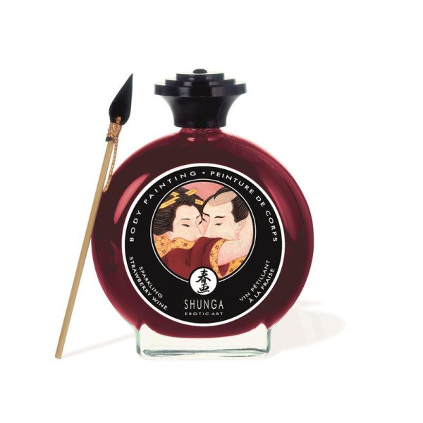 Shunga Kisable Body Paint al gusto di vino alla fragola