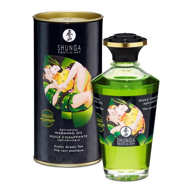Olio per massaggi afrodisiaco Shunga all'aroma di tè verde