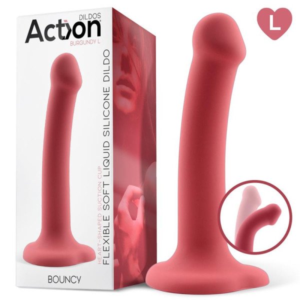 Dildo rimbalzante in silicone liquido Hiper flessibile 7,5 - 19 cm taglia L Borgogna