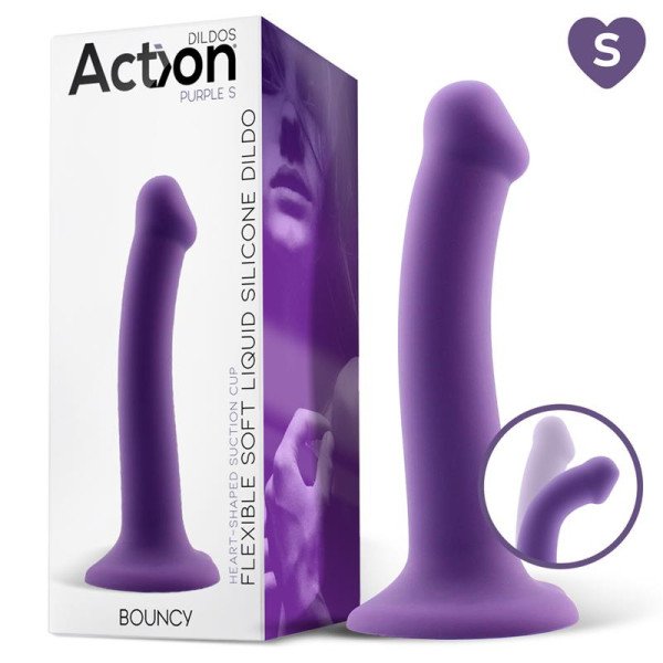 Dildo vibrante in silicone liquido iper flessibile 6,5 - 16,5 cm taglia S viola