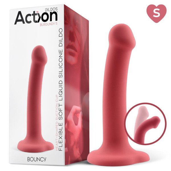 Dildo rimbalzante in silicone liquido super flessibile 6,5 - 16,5 cm taglia S Borgogna
