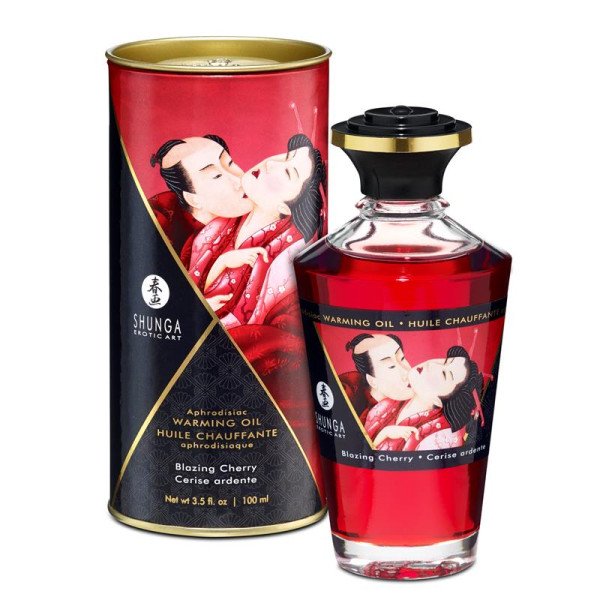 Shunga Warming Massage Oil Aroma di ciliegia ardente