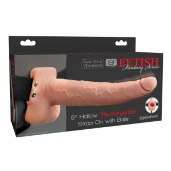 Strap-on elastico con 9 dildo cavi 10 funzioni USB Flesh