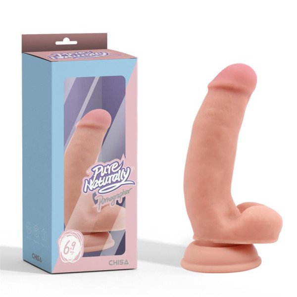 Dildo realistico a doppia densità in silicone liquido Pornographer da 17,6 cm.