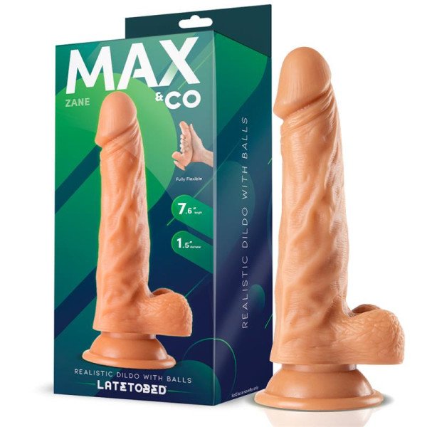 Dildo realistico Zane con testicoli colore carne 7,6 - 19,5 cm.