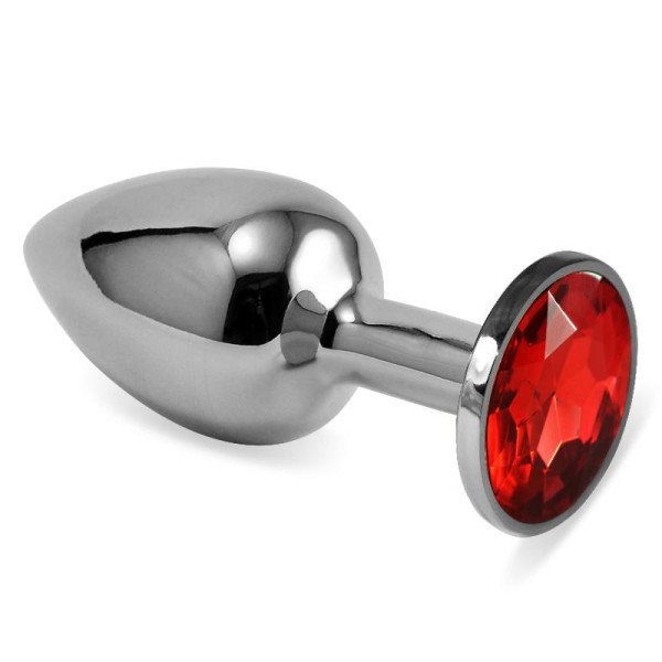 Butt Plug Argento Rosebud Classic con Gioiello Rosso Misura S