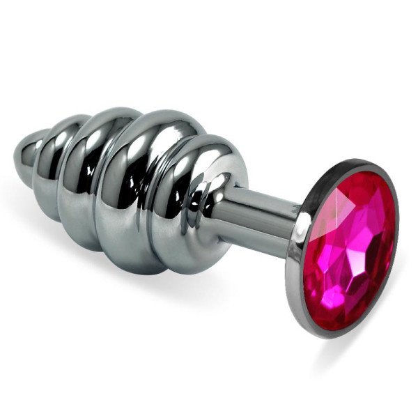Butt Plug Spirale Bocciolo di Rosa con Gioiello Fucsia