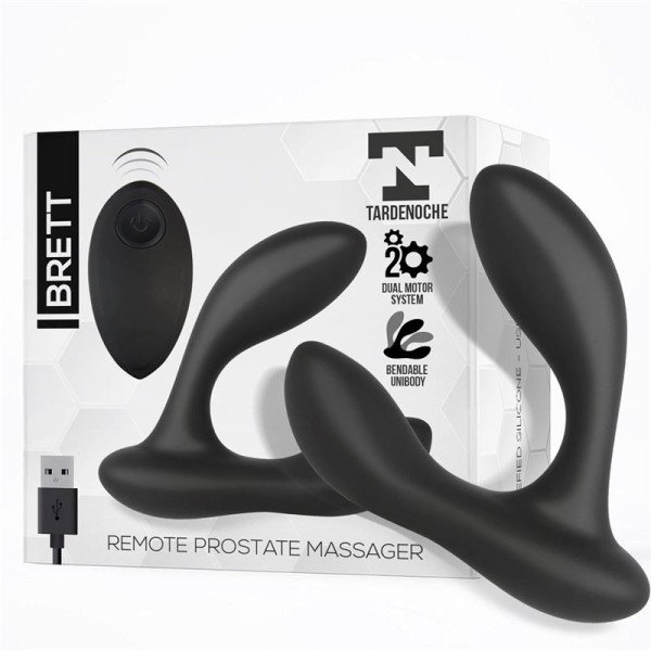 Massaggiatore prostatico Brett con telecomando USB in silicone liquido