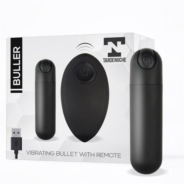 Vibrante bullet con telecomando USB in silicone nero.