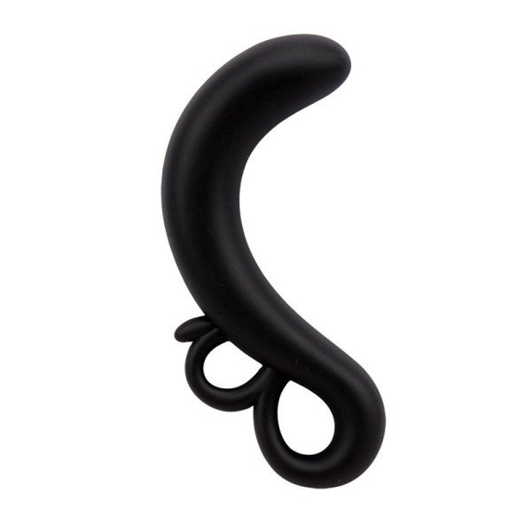 Spina per il punto G con due dita in silicone nero.