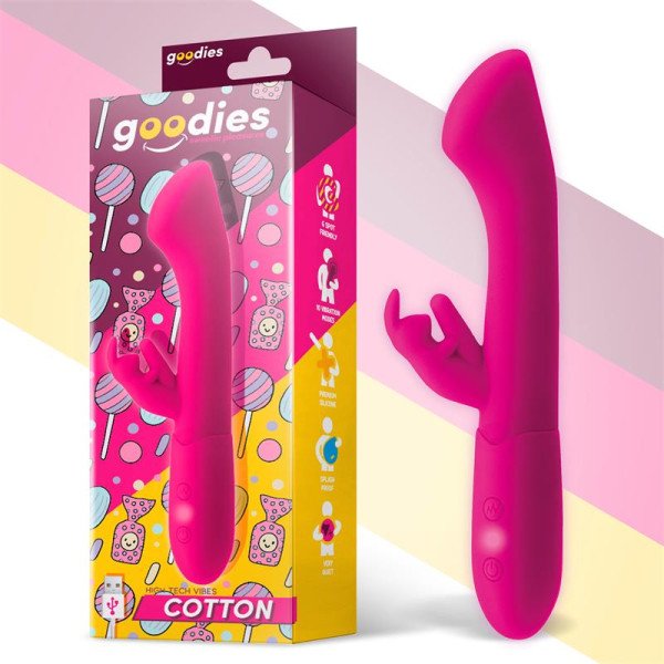 Punto G in cotone e vibratore Rabbit USB in silicone rosa.