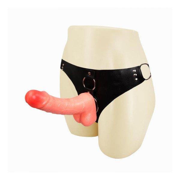 Strap-On con Dildo e Testicoli Carne 18,3 cm