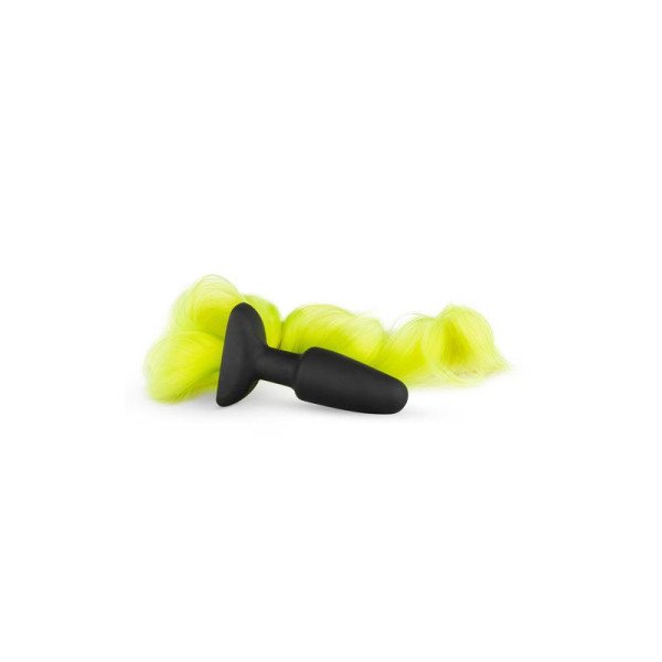 Plug anale in silicone con coda - giallo