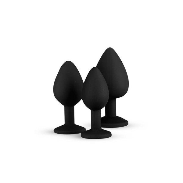 Confezione da 3 plug anale con Crystal Silicone Black