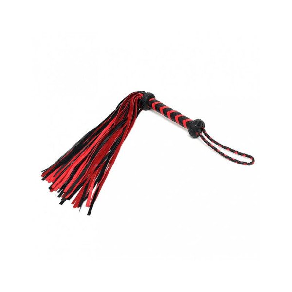 Pelle Intrecciata Flogger Nero Rosso