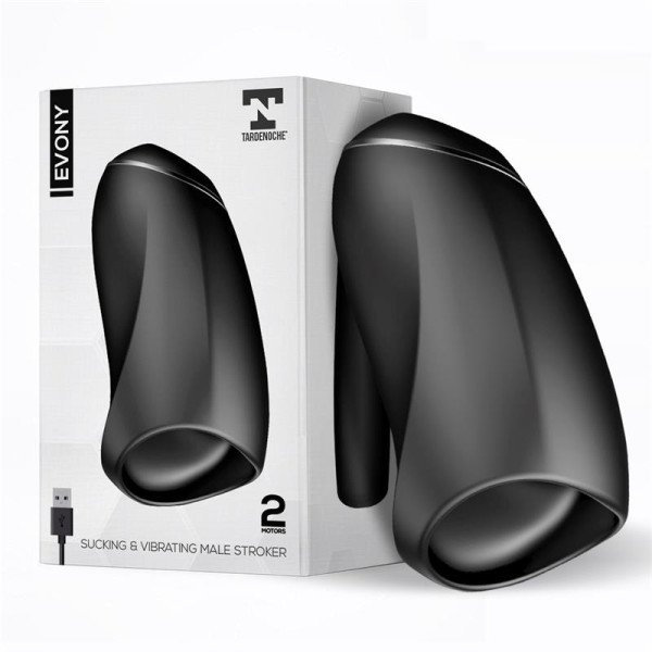 Evony Oral Sex Masturbatore maschile Aspirazione e vibrazione 2 motori USB in silicone