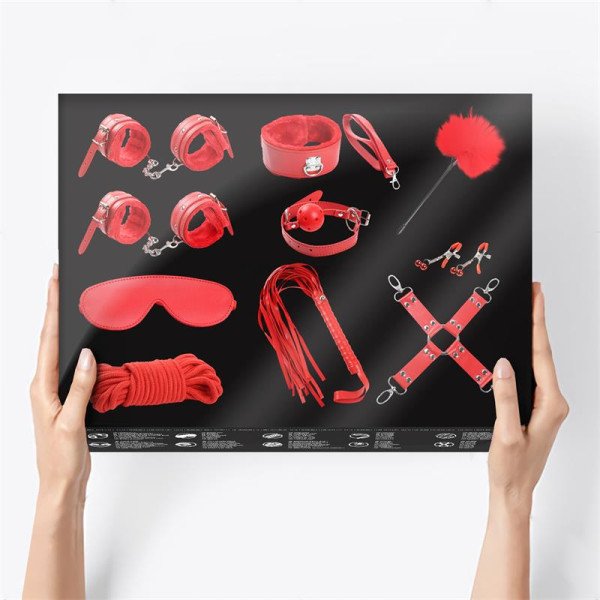 Set bondage 10 pezzi rosso