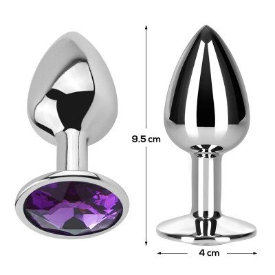 Plug Anal con Joya Purpura Amatista Talla L Aluminio