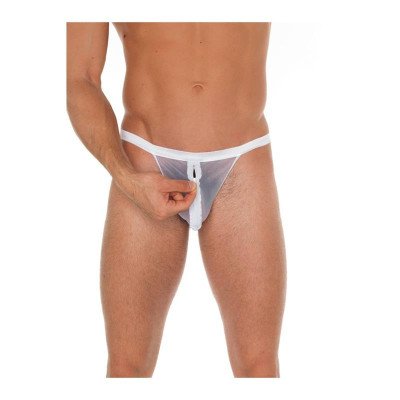 Tanga con Cremallera Blanco Talla Unica