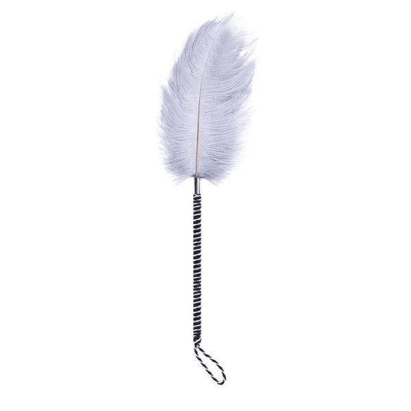 Piuma Tickler con Avvolto 46 cm Nero/Bianco  Piuma Tickler con manico avvolto 46 cm Nero/Bianco