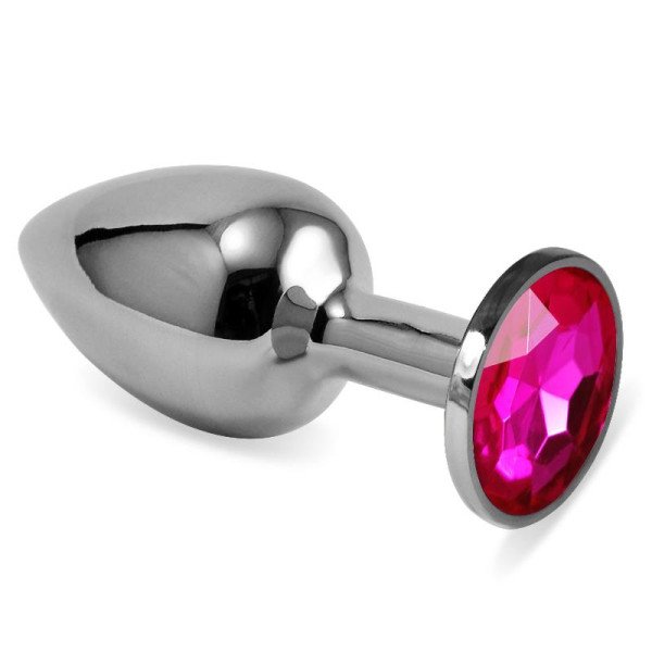 Butt Plug Argento Rosebud Classic con Gioiello Fucsia Misura S