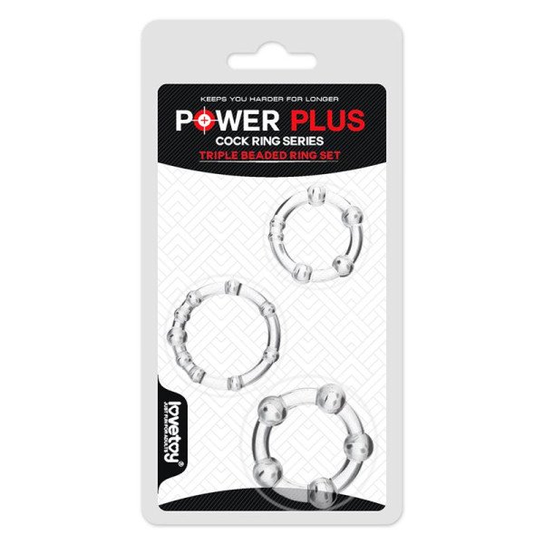 Confezione da 3 anelli per il pene Power Plus Triple Clear