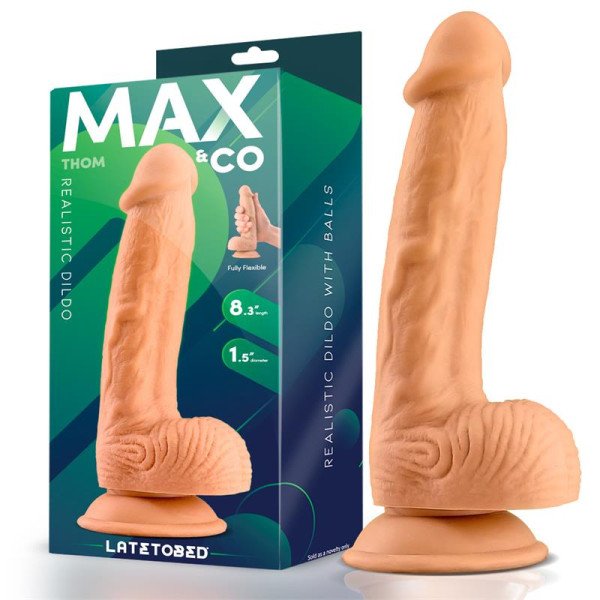 Thom dildo realistico con testicoli, color carne, 8,3