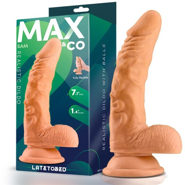 Sam dildo realistico con testicoli 18 cm color carne