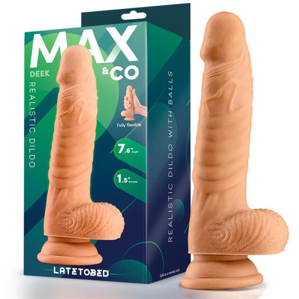 Dildo realistico Deek con testicoli, 19,3 cm, color carne