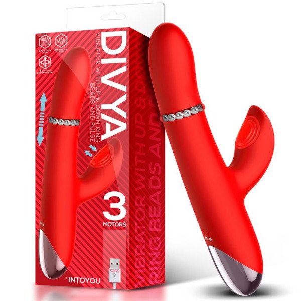 Vibratore Divya con anelli interni su e giù e pulsazione magnetica USB