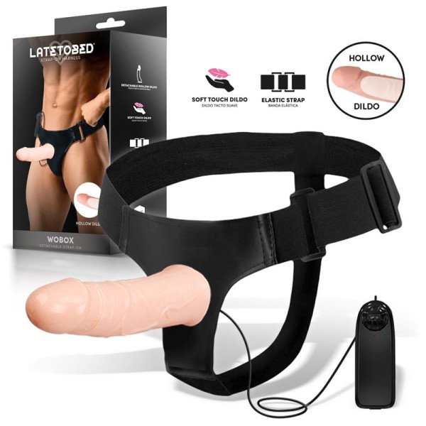 Wobox Strap-On staccabile con dildo cavo, vibrazione e telecomando