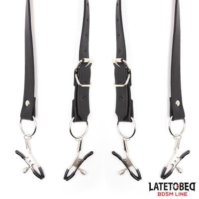 Correas de Bondage para Piernas con Pinzas para Clitoris