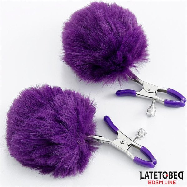 Nipple Clamps with Purple Fur