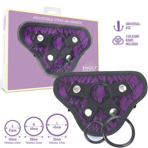 Imbracatura universale regolabile Miley con 3 anelli in silicone viola