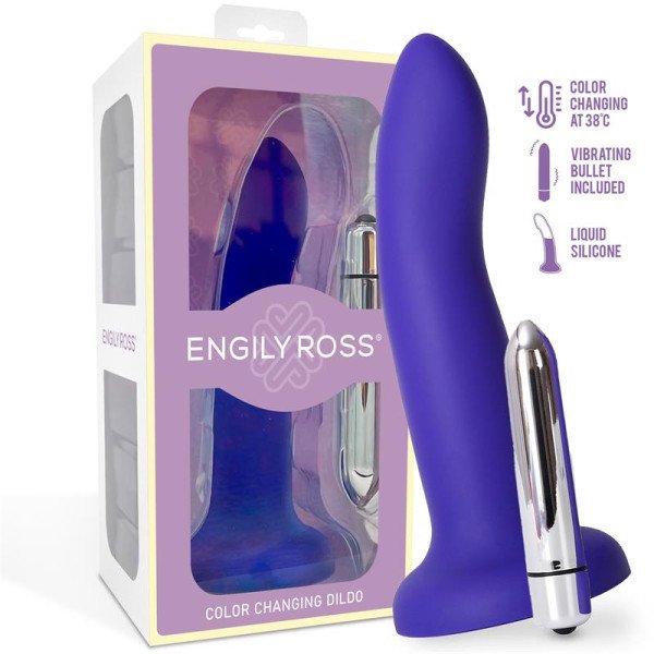 Dildo che cambia colore da blu a rosa Taglia S Silicone liquido 14 cm