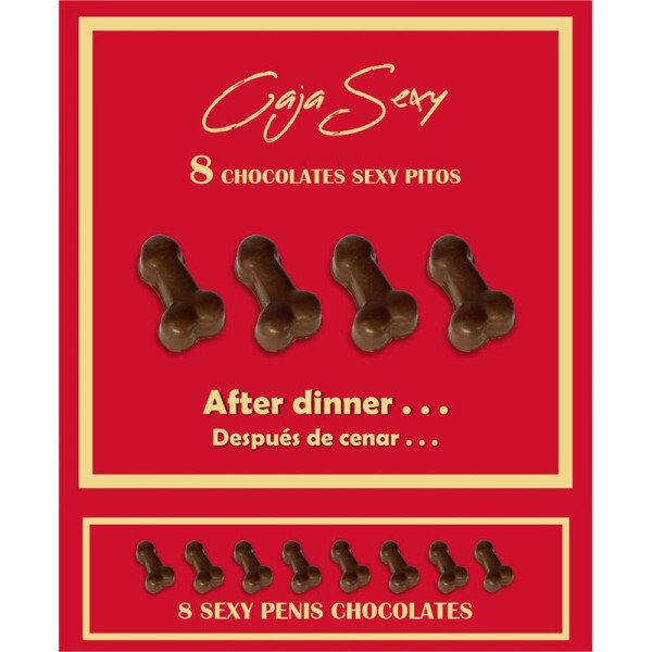 Red Box of 8 Dark Chocolate Penis-Shaped Candies