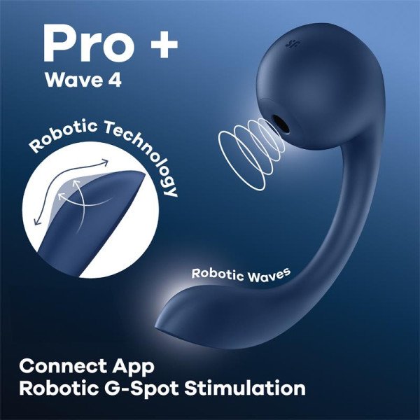 Pro+ Wave 4 Succhia clitoride con Satisfyer Connect App Blu Scuro