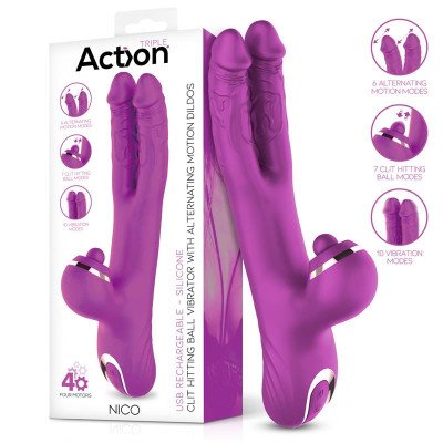 Nico Vibratore con Dildo Alternanti e Palla Percussore 4 Motori  %separator%  %shop-name%