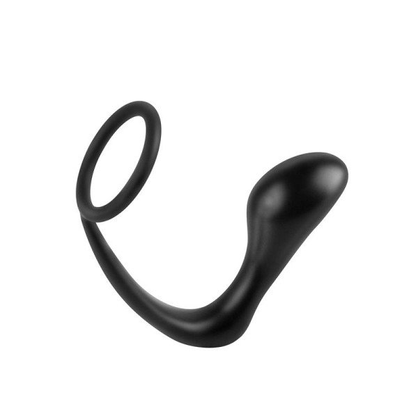 Anello per il pene con plug anale stimolatore Ass-Gasm - Colore nero