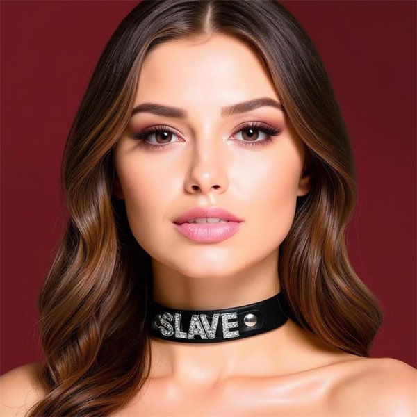 Collare in pelle vegana Slave Taglia unica