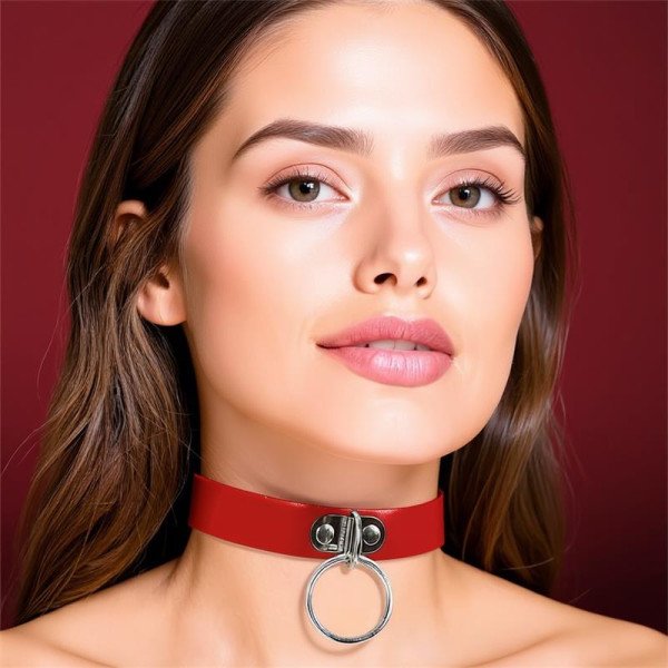 Collare con anello in pelle vegana taglia unica