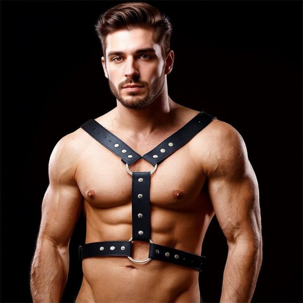 Fabrio Pettorale maschile Bondage Harness in pelle vegana