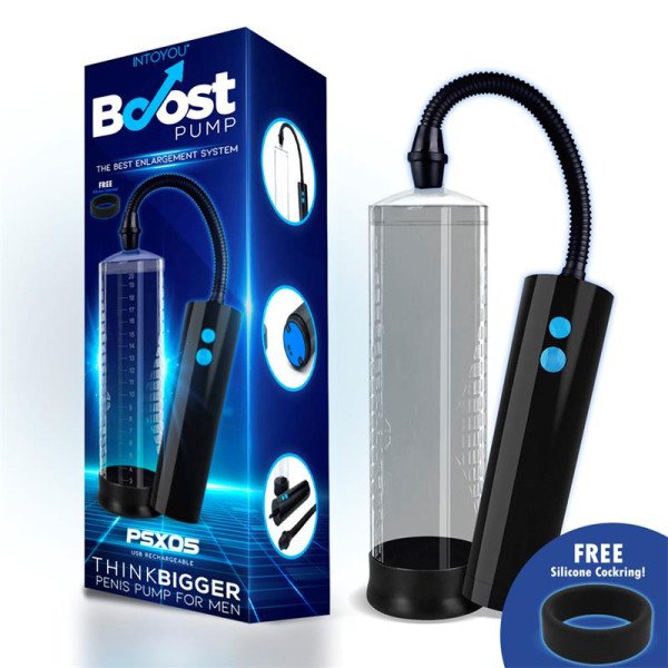 Pompa per pene con telecomando PSX05 USB ricaricabile trasparente