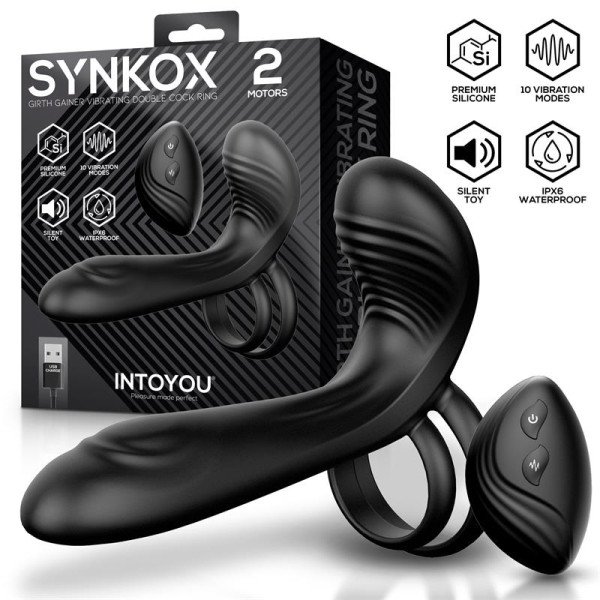 Synkox Girth Gainer con Doble Anillo para el Pene con Vibración