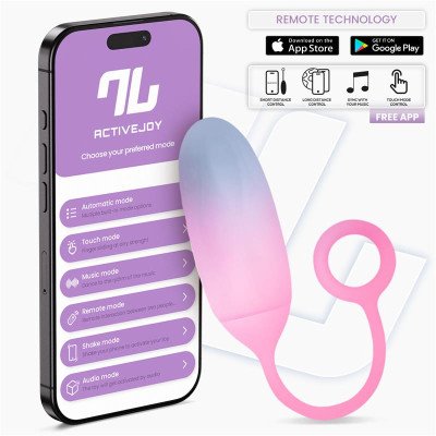 Huevo Silicona Doble Capa con APP Azul Rosa